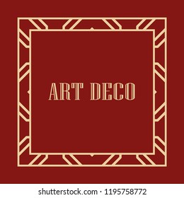 Vintage retro style invitation in Art Deco. Art deco border and frame. Creative template in style of 1920s