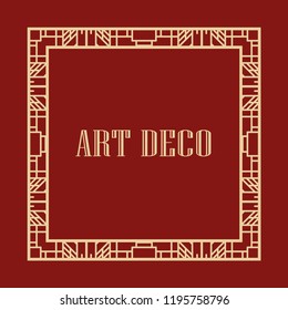 Vintage retro style invitation in Art Deco. Art deco border and frame. Creative template in style of 1920s