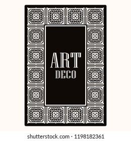 Vintage retro style invitation in Art Deco. Art deco border and frame. Creative template in style of 1920s