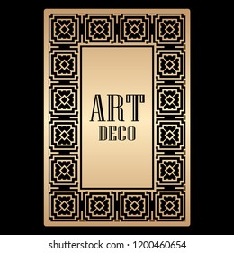 Vintage retro style invitation in Art Deco. Art deco border and frame. Creative template in style of 1920s. Vector illustration. EPS 10