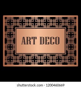 Vintage retro style invitation in Art Deco. Art deco border and frame. Creative template in style of 1920s. Vector illustration. EPS 10