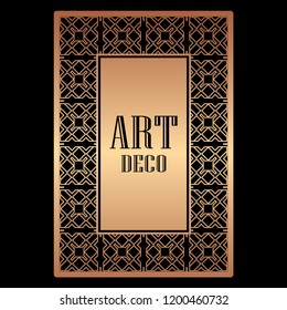 Vintage retro style invitation in Art Deco. Art deco border and frame. Creative template in style of 1920s. Vector illustration. EPS 10