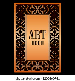 Vintage retro style invitation in Art Deco. Art deco border and frame. Creative template in style of 1920s. Vector illustration. EPS 10