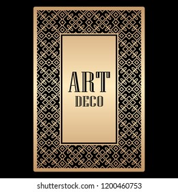 Vintage retro style invitation in Art Deco. Art deco border and frame. Creative template in style of 1920s. Vector illustration. EPS 10