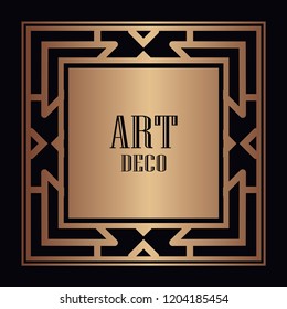 Vintage retro style invitation in Art Deco. Art deco border and frame. Creative template in style of 1920s. Vector illustration. EPS 10