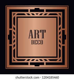 Vintage retro style invitation in Art Deco. Art deco border and frame. Creative template in style of 1920s. Vector illustration. EPS 10