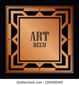 Vintage retro style invitation in Art Deco. Art deco border and frame. Creative template in style of 1920s. Vector illustration. EPS 10