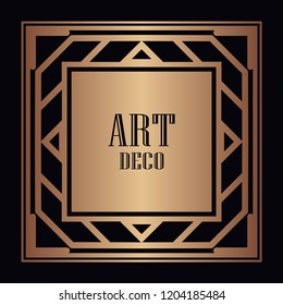 Vintage retro style invitation in Art Deco. Art deco border and frame. Creative template in style of 1920s. Vector illustration. EPS 10