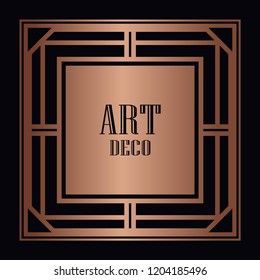 Vintage retro style invitation in Art Deco. Art deco border and frame. Creative template in style of 1920s. Vector illustration. EPS 10