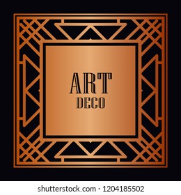 Vintage retro style invitation in Art Deco. Art deco border and frame. Creative template in style of 1920s. Vector illustration. EPS 10