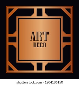 Vintage retro style invitation in Art Deco. Art deco border and frame. Creative template in style of 1920s. Vector illustration. EPS 10