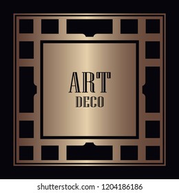 Vintage retro style invitation in Art Deco. Art deco border and frame. Creative template in style of 1920s. Vector illustration. EPS 10
