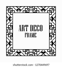 Vintage retro style invitation in Art Deco. Art deco border and frame. Creative template in style of 1920s. Vector illustration eps 10