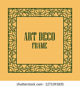 Vintage retro style invitation in Art Deco. Art deco border and frame. Creative template in style of 1920s. Vector illustration eps 10