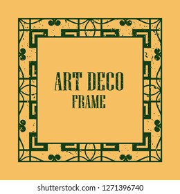 Vintage retro style invitation in Art Deco. Art deco border and frame. Creative template in style of 1920s. Vector illustration eps 10