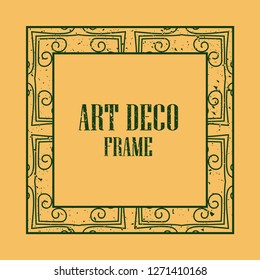 Vintage retro style invitation in Art Deco. Art deco border and frame. Creative template in style of 1920s. Vector illustration eps 10