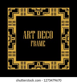 Vintage retro style invitation in Art Deco. Art deco border and frame. Creative template in style of 1920s. Vector illustration eps 10