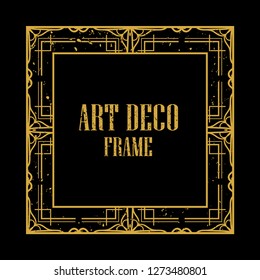 Vintage retro style invitation in Art Deco. Art deco border and frame. Creative template in style of 1920s. Vector illustration eps 10