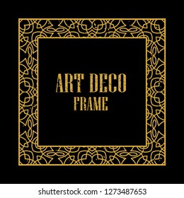 Vintage retro style invitation in Art Deco. Art deco border and frame. Creative template in style of 1920s. Vector illustration eps 10