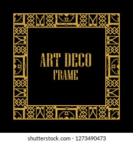 Vintage retro style invitation in Art Deco. Art deco border and frame. Creative template in style of 1920s. Vector illustration eps 10
