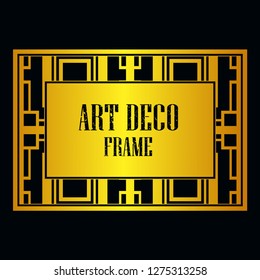 Vintage retro style invitation in Art Deco. Art deco golden border and frame. Creative template in style of 1920s. Vector illustration. EPS 10