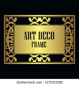 Vintage retro style invitation in Art Deco. Art deco golden border and frame. Creative template in style of 1920s. Vector illustration. EPS 10
