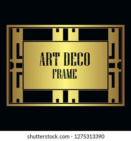 Vintage retro style invitation in Art Deco. Art deco golden border and frame. Creative template in style of 1920s. Vector illustration. EPS 10