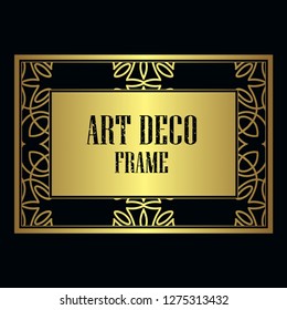 Vintage retro style invitation in Art Deco. Art deco golden border and frame. Creative template in style of 1920s. Vector illustration. EPS 10