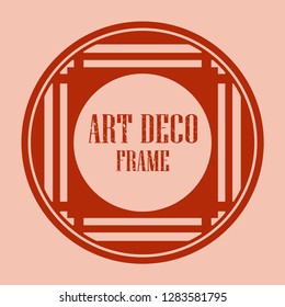 Vintage retro style invitation in Art Deco. Round art deco border and frame. Creative template in style of 1920s. Vector illustration eps 10