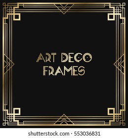 Vintage retro style invitation  in Art Deco. Art deco border and frame. Creative template in style of 1920s. Vector illustration. EPS 10