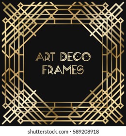 Vintage retro style invitation  in Art Deco. Art deco border and frame. Creative template in style of 1920s. Vector illustration. EPS 10