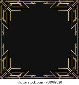 Vintage retro style invitation  in Art Deco. Art deco border and frame. Creative template in style of 1920s. Vector illustration. EPS 10