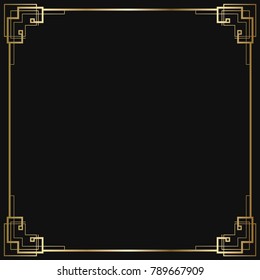 Vintage retro style invitation  in Art Deco. Art deco border and frame. Creative template in style of 1920s. Vector illustration. EPS 10