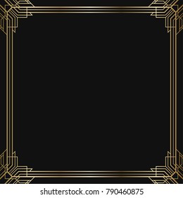 Vintage retro style invitation  in Art Deco. Art deco border and frame. Creative template in style of 1920s. Vector illustration. EPS 10