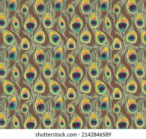 Vintage Retro Style Peacock Feather Pattern