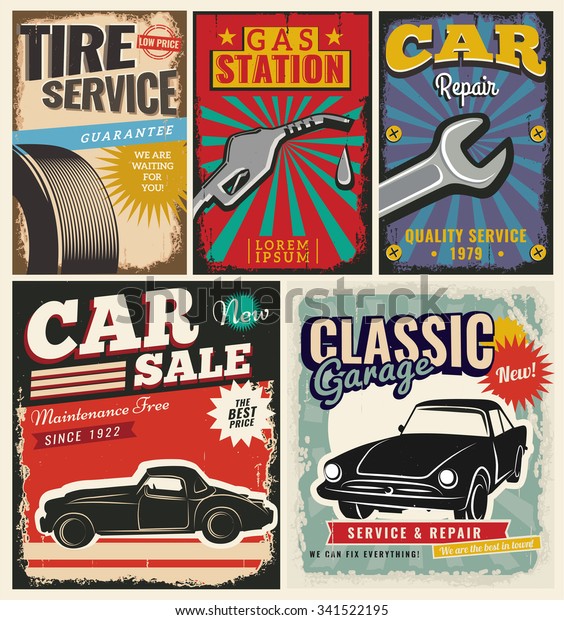 Vintage Retro Style Set Vector Cars Stock Vector Royalty Free