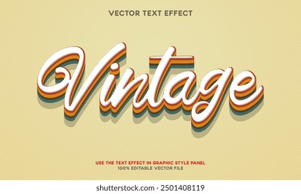 Vintage retro style text effect editable 3d font style