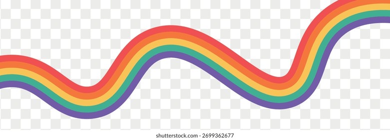 Vintage retro style vector lines, rainbow wavy stripes