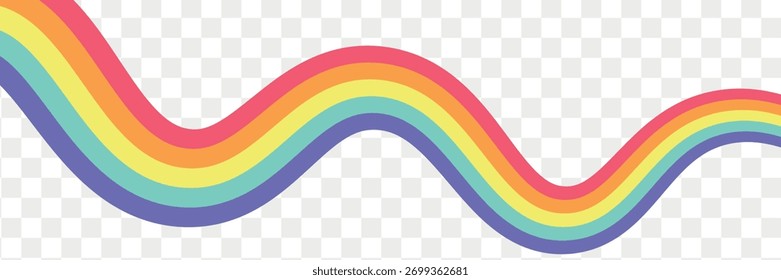 Vintage retro style vector lines, rainbow wavy stripes
