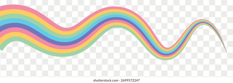 Vintage retro style vector lines, rainbow wavy stripes