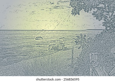 Vintage retro  summer Beach hipster Landscape  Background 