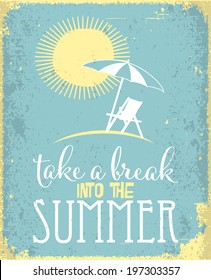 Vintage retro summer poster. Holiday and travel concept