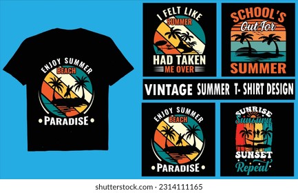 vintage Retro Summer SVG Bundle, Summer Svg, Beach Svg, Summertime svg,  Silhouette,

