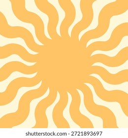 Fondo de sol retro de Antiguas con rayos ondulados amarillos suaves. Patrón de Vector minimalista sunburst perfecto para cubiertas estéticas, marca de verano y telones de fondo