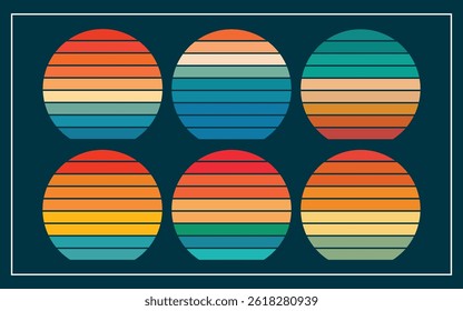 Vintage Retro Sun with Gradient Rays – 80s Inspired Art Retro Vintage Sunset Background