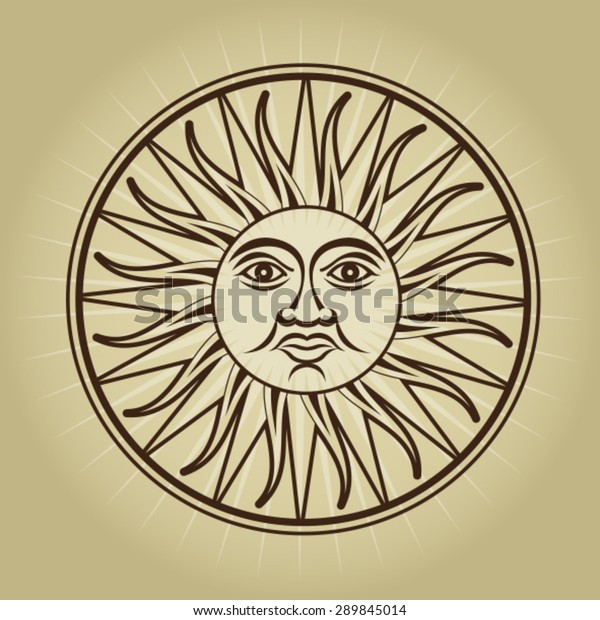 Vintage Retro Sun Illustration Stock Vector (Royalty Free) 289845014