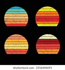 Vintage Retro Sunset Background Clipart Vector illustration, sunset striped clipart