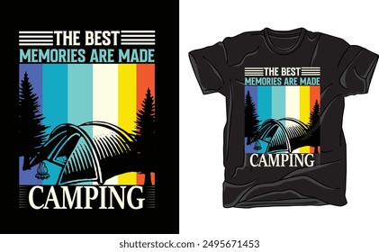 Antiguas Retro Sunset Camping Graphic Camp Camiseta de diseño de arte