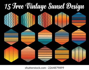 Paket mit Vintage Retro-Sonnenuntergang

