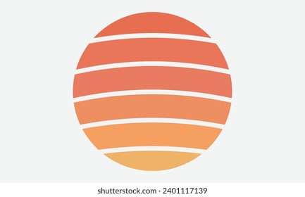 Vintage Retro Sunset design, Vintage summer seaside sunset Isolated on white background, Design template for logo, icons, banners, prints.